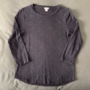 J Crew Black Printed LS Tee
